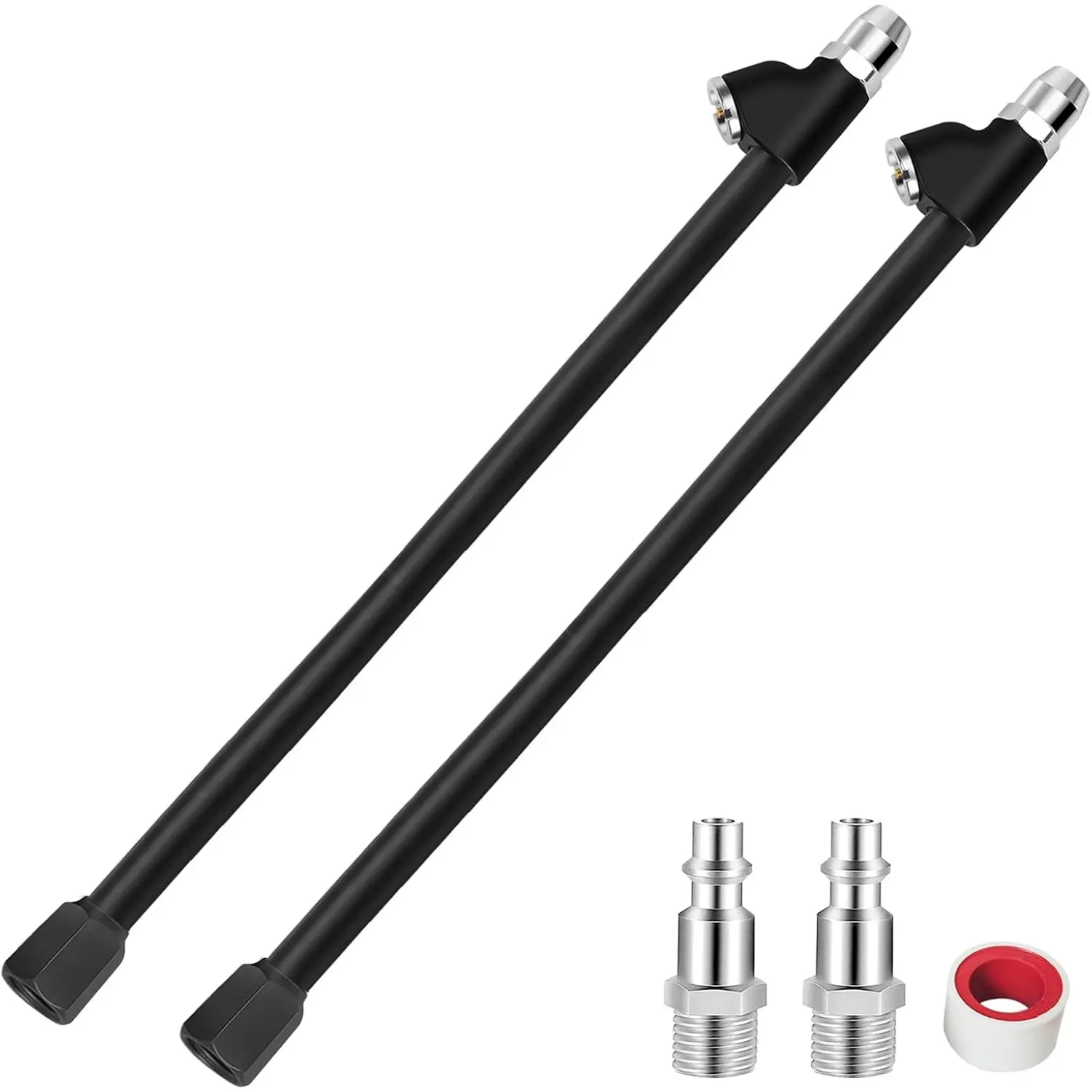 GODESON Air Chuck,12 inch Air Chucks for Tires,2-Way Connection Dual Head Tire Chuck Quick Connect,1/4" FNPT Air Straight Tire Inflator Nozzle, Air Compressor Attachments for Dually Tires (Pack of 2) Air Pump Accessories
