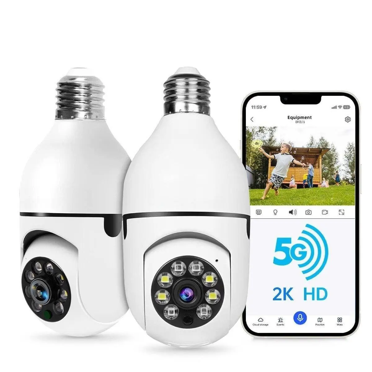 NOAHTECH 3MP Panoramic Bulb Security Camera - WiFi Home Camera System with Alexa, 2-Way Audio, Night Vision Surveillance, Motion Sensor, Micro SD Support, Easy Installation for Indoor-Outdoor Use