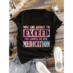 100% Cotton Summer T Shirts Womens Plus Size Gradient Print T Shirt Short Sleeve Crew Neck Casual Black With Colorful Text Design Spring Summer Everyday Tee Geometric Print Smooth Stretchy Material Black -1 T-Shirt For Men and Women