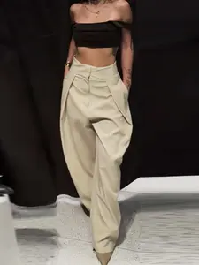 Women's Pleated Wide Leg High Rise Palazzo Trousers Women's Pants Spring 2026 Multi-Color High Waist Ruffled Baggy Hip Hop Pants Casual Black Green Off White Striped Trousers Office Commutes & Brunch Outfits Pants