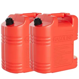 GARVEE 2 Pack 5 Gallon Gas Cans with HDPE Fuel Containers, View Stripe, Air Release Valve, Spill Proof Spout, Dual Handles, Portable Gas Caddy for Lawn Mowers, Cars, Boats, ATVs, Red