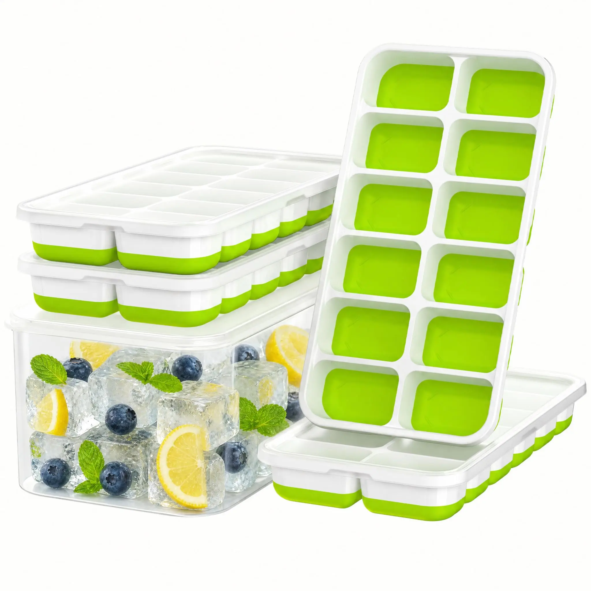 Ice Cube Tray with Lid and Bin