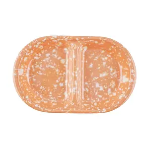 POLAATHOME Retro Marble Oval Plates - 2 Pack, Creative Melamine Dinnerware with Strawberry Print, 20x12.5cm