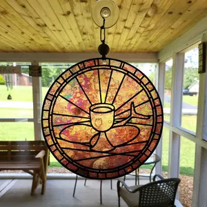 Christian Suncatcher - Loaves and Fishes - Communion Suncatcher - Suncatcher Communion - Round Suncatcher Communion - Christian Communion