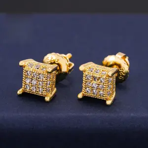 [ICE HUE]18K Gold Vacuum Plated S925 with 5A+ Sri Lanka Full Moissanite Zircon Earrings Miami Italy Mexico & Micro Inspired for Women & Men Luxury Jewelry,Daily Wear,Casual Fashion,Gift Idea,Chicano,Classic,Hip Hop,Simple,Sporty Style, Unisex, Miami Inspi