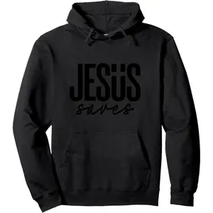 Women's JESUS saves Graphic Hoodie - Cotton Blend Black Long Sleeve Pullover Regular Fit | Soft & Breathable Fabric, Durable Print, Everyday Comfort, Machine Washable, minimalist casual wear