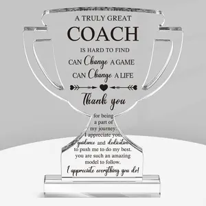 Coach Gifts Thank You Plaque, Acrylic Trophy Shape, Appraisal Gift for Sports Coaches, Table Desk Decor, Championship Theme, Acrylic Desktop Decoration