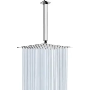 Rain Shower  With Shower Arm, Ceiling Mount Square Shower, Stainless Steel Ceiling Rainfall Showerhead- Waterfall Full  Coverage (8 Inch, Chrome Finish)