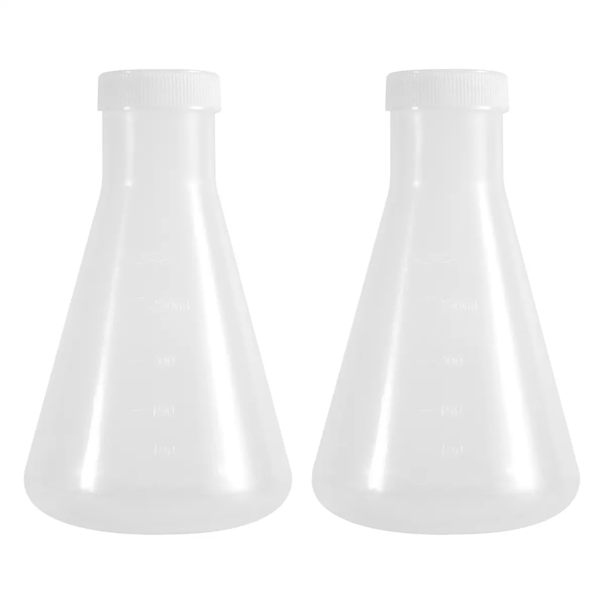 Laboratory Graduated Plastic Conical Erlenmeyer Flask, Measurable, Smooth Thick Wall, Two Bottles of 250Ml