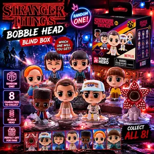 Netflix Officially Licensed Stranger Things Bobble Hero Blind Box, Blind Pack, Mystery Box with Eleven Mike Dustin Will Lucas Max Figures, Desktop Decor, Birthday Gift