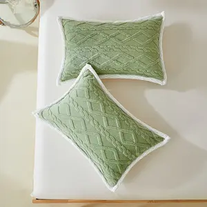 Flannel Pillowcases Standard Set of 2, Super Soft Fleece Pillow Case Cover for Bedroom, Sofa, Couch,Luxury Cozy Fuzzy Pillow Shams for All Seasons Camel