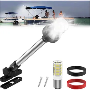 12-Inch 12-24V LED Marine Boat Navigation Light, Waterproof IP67 3NM Visible White Rear Running Stern Anchor Light for Pontoon Boats