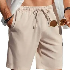 COOFANDY Men's Linen Shorts Casual Beach Shorts 9 inch Inseam Elastic Waist Drawstring Summer Shorts