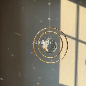 Artificial Crystal Suncatcher, Hanging Decor for Home Window, Hanging Adornment Ornaments for Living Room Bedroom, Interior Decoration Accessories