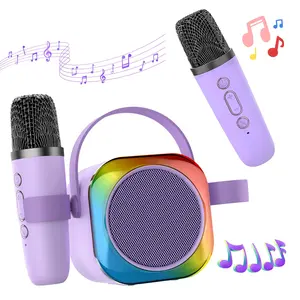 Playful Kids' Portable Educational Speaker - 1-2 Microphones, Four Vibrant Colors & Unique Designs - Lovely Birthday Surprise