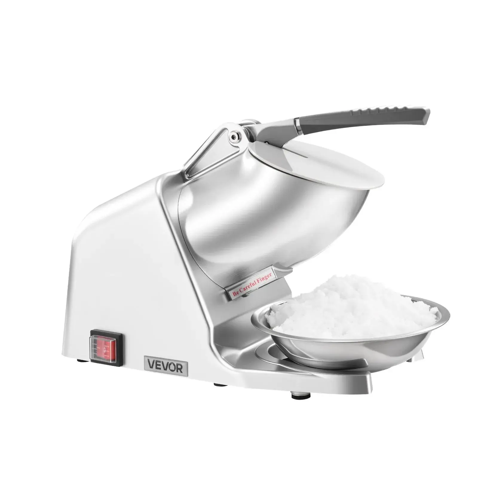 VEVOR Ice Crusher Machine, TikTokShopBlackFriday, 286lbs Per Hour Electric 4 Blades Snow Cone Maker, Stainless Steel Shaved Ice Machine with Bowl and Cover, 300W 2000RPM Ice-Shaver for Home and Commercial Use, Silver