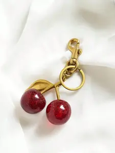 Cherry Pendant Keychain, Cherry Bag Charm for Women, Valentine's Day Gift, Memorial Item, Car Accessory, Purse Decoration