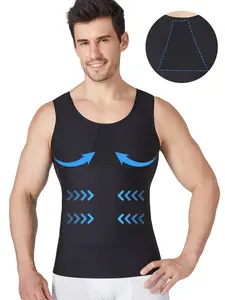Men Tummy Control Compression Vest, Triangle Mesh Breathable Chest Double Layer Abdomen Slimming Body Shaper, Cool Lightweight Summer Undershirt for Gym Sports Daily Casual Wear,Hide moobs shapewear