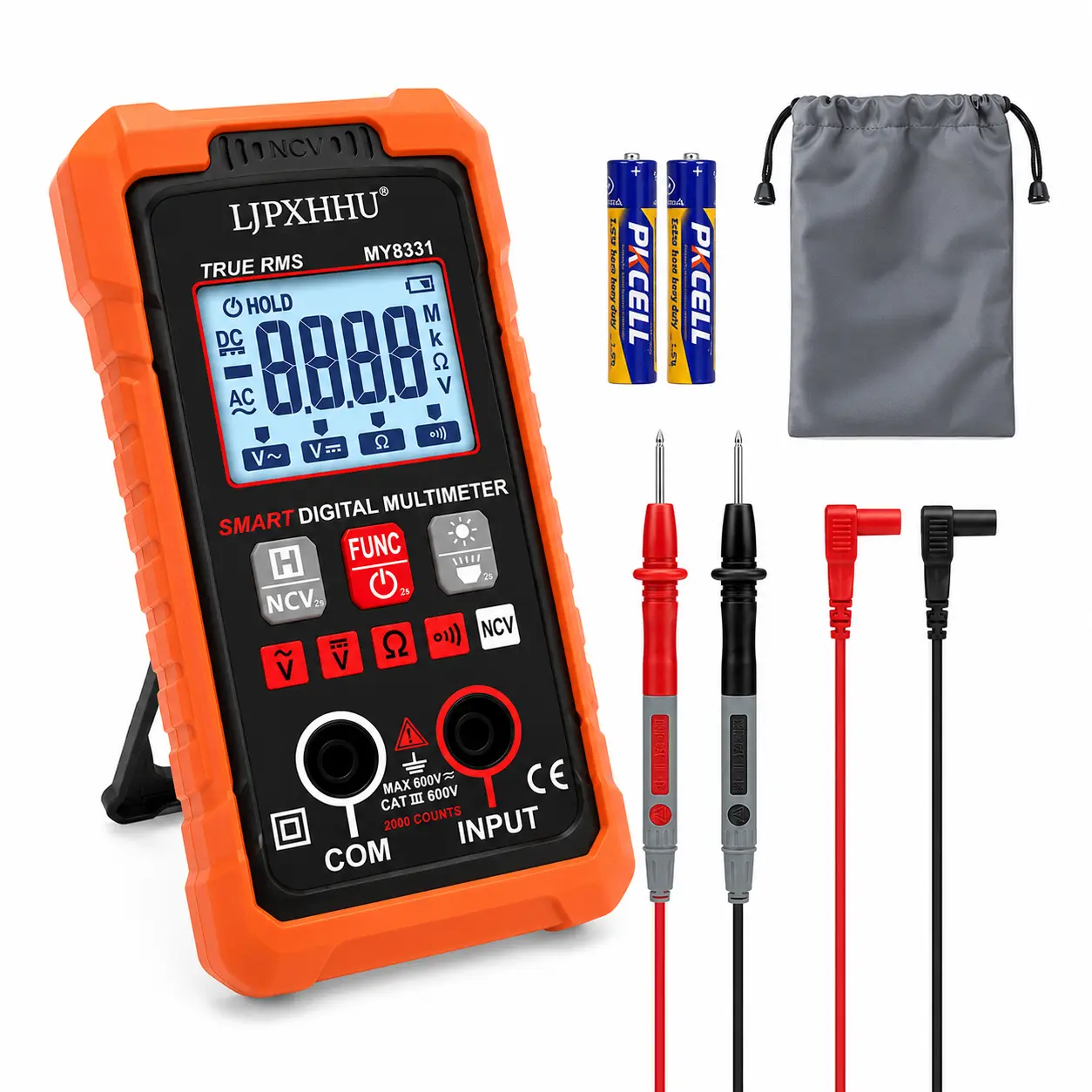 TRMS 4000-Count Auto-Range Digital Multimeter, Smart Electrical Tester with NCV, AC/DC Voltage, Ohm Resistance, Continuity Tests, Large LED Backlight & Test Leads for Car Battery Checking