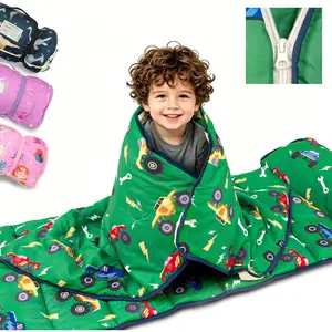 Toddler Nap Mat Extra Large Thickened 55''x35'', Soft Sleeping Bag with Detachable Minky Blanket and Pillow, Portable for Daycare, Preschool, Kindergarten, Travel, Boys and Girls