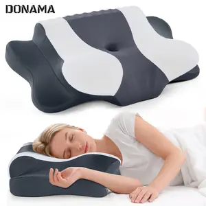 DONAMA | Cervical Support Pillow + FREE Cooling Pillowcase - Ergonomic Memory Foam + Optimal Neck Support for Side Back & Stomach Sleepers OEKO-TEX Certified Premium Sleep Quality