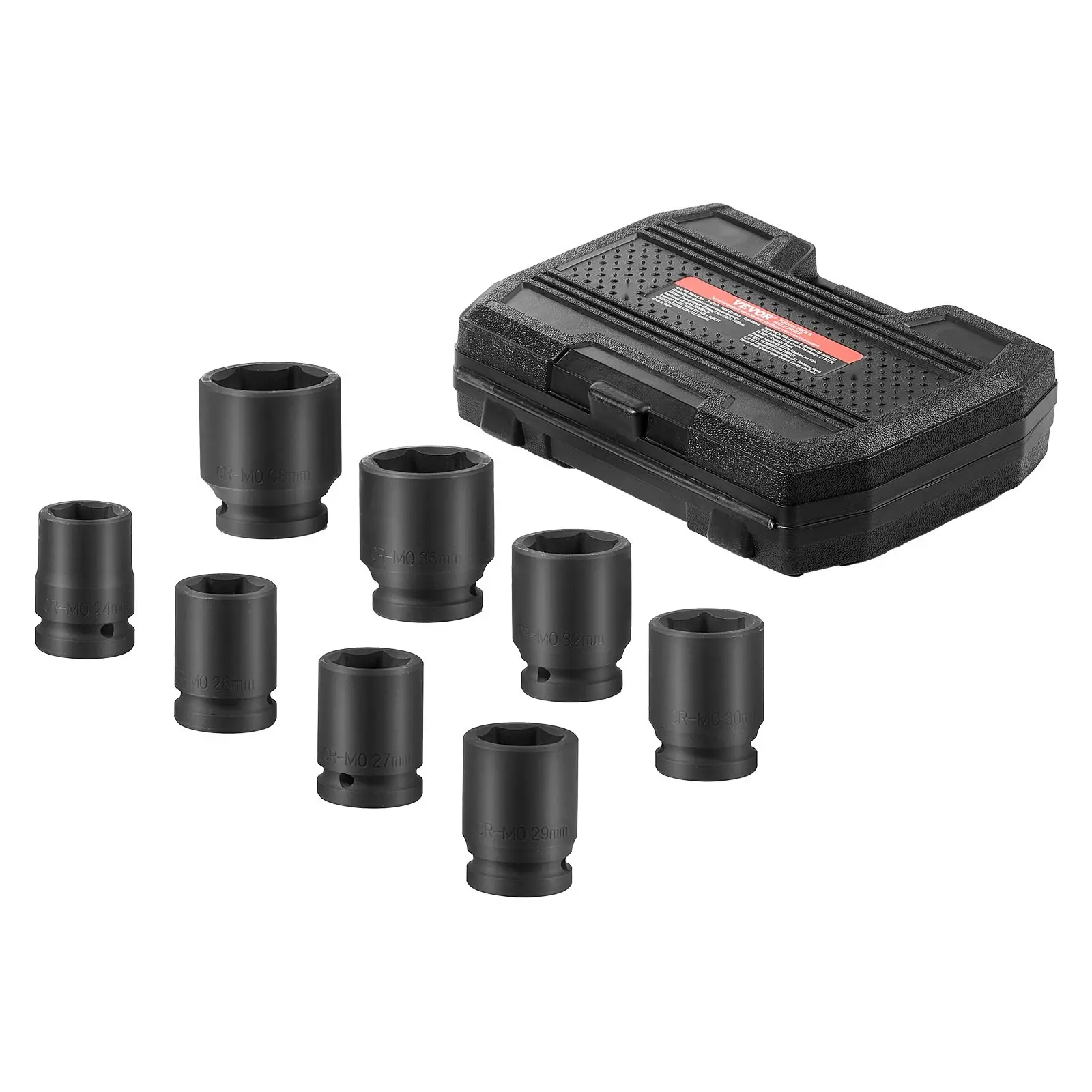 Axle Nut Impact Socket Set 3/4-Inch Drive, 6-Point, 8-Piece, Metric Spindle Socket Set For Automotive Use, Heavy Duty Car Truck SUV Tools, Includes Durable Storage Case, Chrome Molybdenum Steel Construction