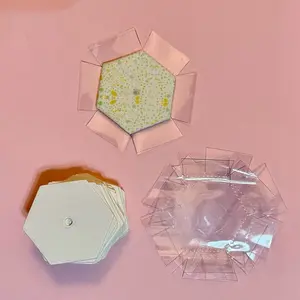 English Paper Piecing Starter Set with 5 Clear Vinyl Templates & 50 1" Hexagons for Easy Glue Basting
