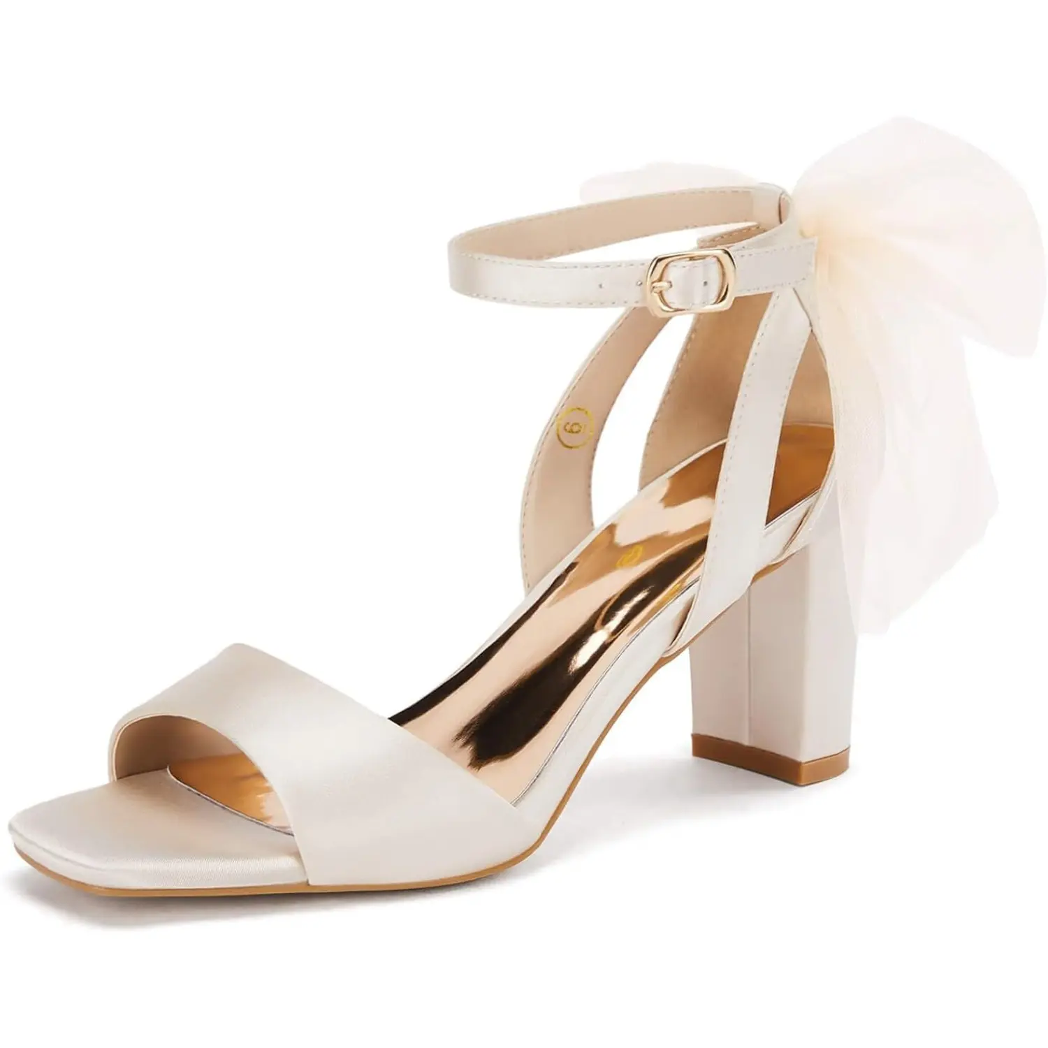 Coutgo Women's Bow Tie Heeled Sandals Chunky Heels One Strap Satin Ankle Buckle Dress Wedding Shoes Coutgo Women's Bow Tie Heeled Sandals Chunky Heels One Strap Satin Ankle Buckle Dress Wedding Shoes