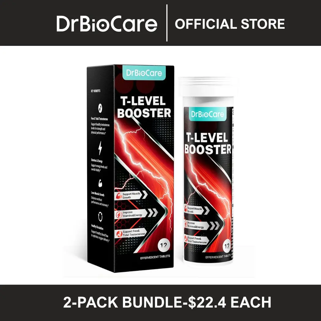 DrBioCare Men's Natural Zinc Dietary Supplement Vitality & Energy Effervescent Tablets - With Tongkat Ali, Shilajit, Ashwagandha & L-Arginine for Fitness Daily Wellness, Energy Stamina Support