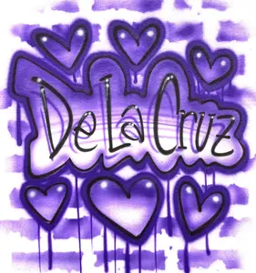 Airbrush Purple Hearts Old Skool Urban Graffiti Name Design T Shirt
