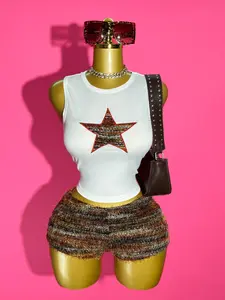 Women's Summer Casual Slim-Fit Knitted Vest, Soft Comfortable Star Print Tank Top, Daily Wear Versatile Home Leisure Clothing