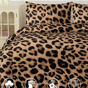 3pcs fashionable leopard print bedding set, including 1 down duvet cover and 2 pillowcases, unfilled, Decorative Bedding Set, perfect as a patriotic bedding gift and home decoration