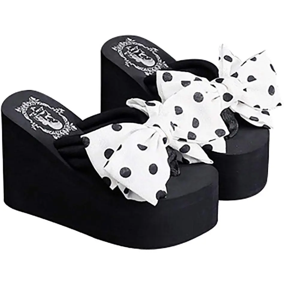 Women's Wedge Flip Flop Heels - Dressy Platform Sandals with EVA Arch Support, Cushioning Comfort, High-Heel Thong Design for Summer Beach, Statement Shoes, Comfortable Heels, Ethylene Vinyl Acetate Women's Footwear