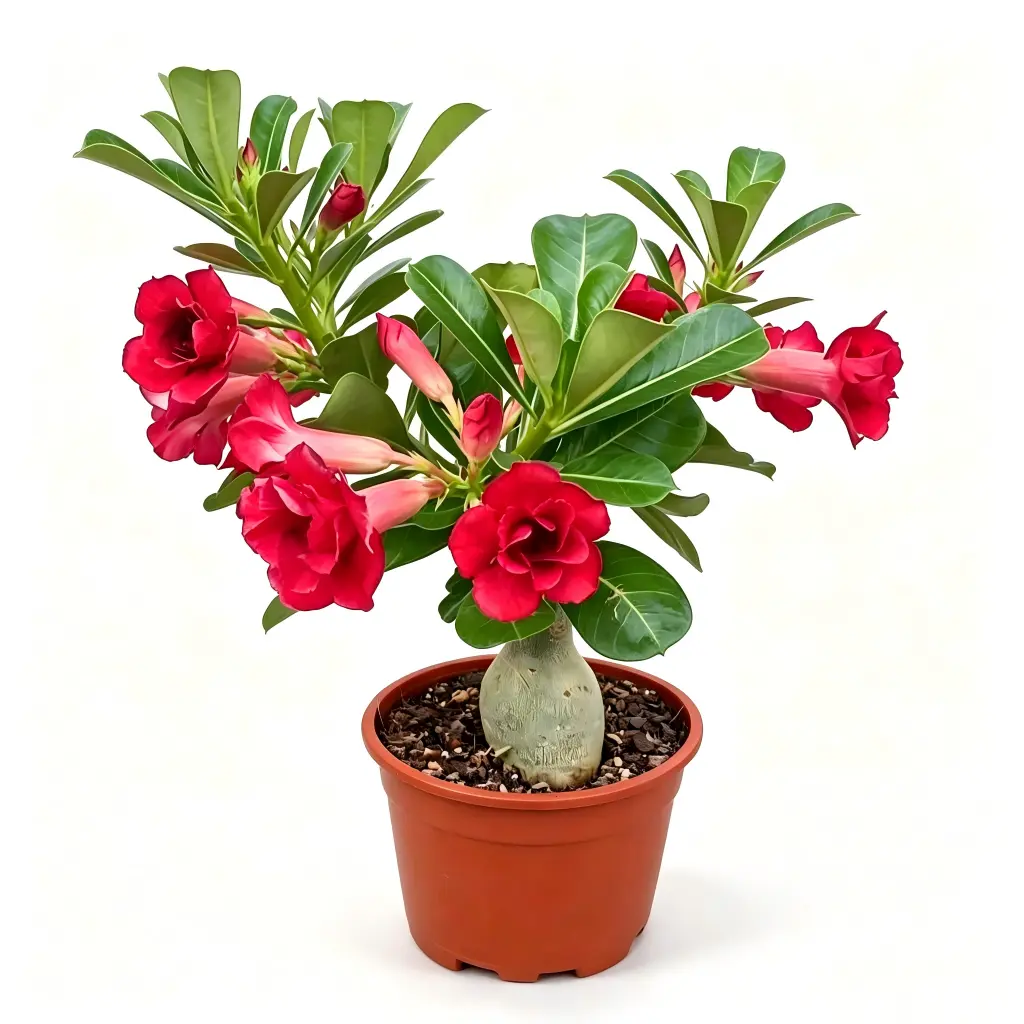 Flowering Desert Rose Adenium Obesum Caudex Starter Live Succulent, Low Maintenance Houseplant & Outdoor Garden Decor Plant, 1 Count