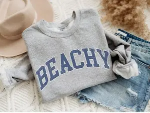 Beachy Sweatshirt, Summer Beach Pullover, Cute Coastal Sweatshirt for Women, Gift for Beach Lovers, Vacation Beach