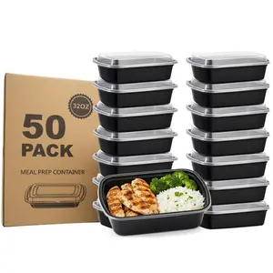 Uni-Pak Stackable Thick Food Prep Containers Set with Lids, Reusable Sturdy Leakproof Airtight Food-Grade Hygienic Plastic Kitchen Storage, Microwave Freezer Dishwasher Safe, Ideal for To-Go Takeout, Reuse