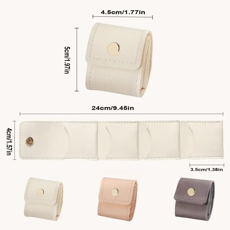 Mini travel jewelry pouch, travel jewelry roll pouch, with buckle, foldable multi-functional travel jewelry bag, small jewelry box (earrings, rings, necklaces).