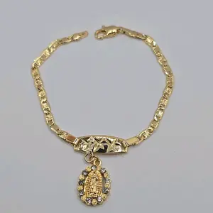 VIRGIN MARY ID bracelet new style with stones gold-plated 7"inches also 6"inches kids sizeVIRGIN MARY ID bracelet new style with stones gold-plated 7"inches also 6"inches kids size