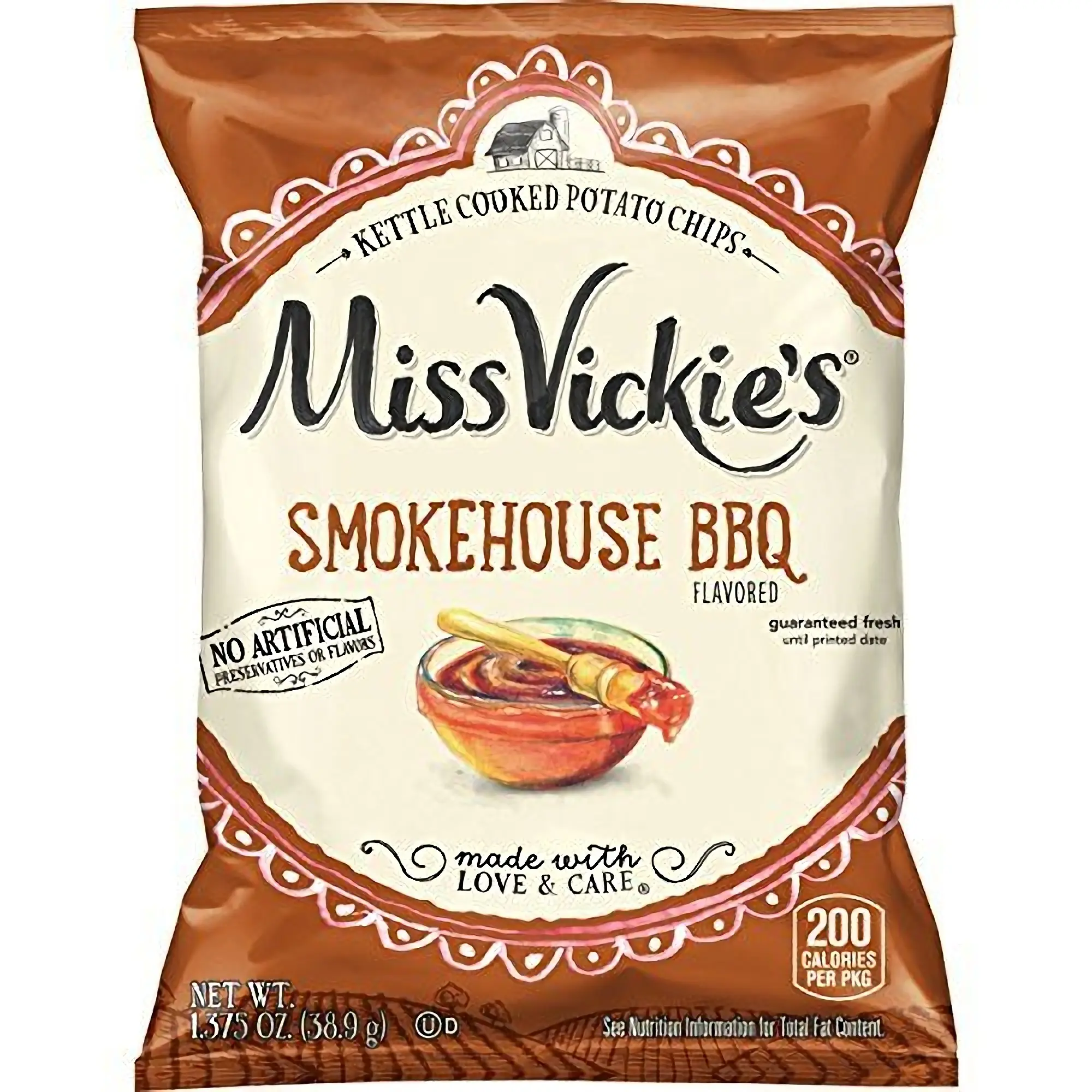 Miss Vickie's Kettle Cooked Potato Chips, Smokehouse BBQ, 1.375 Oz | 6 Bags