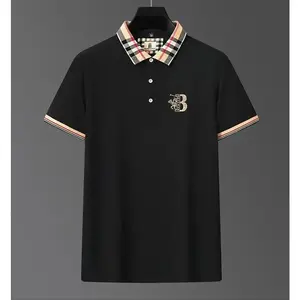 High quality short sleeved men's shirt, summer fashion, contrasting color embroidery, high-end soft golf top, breathable T-shirt