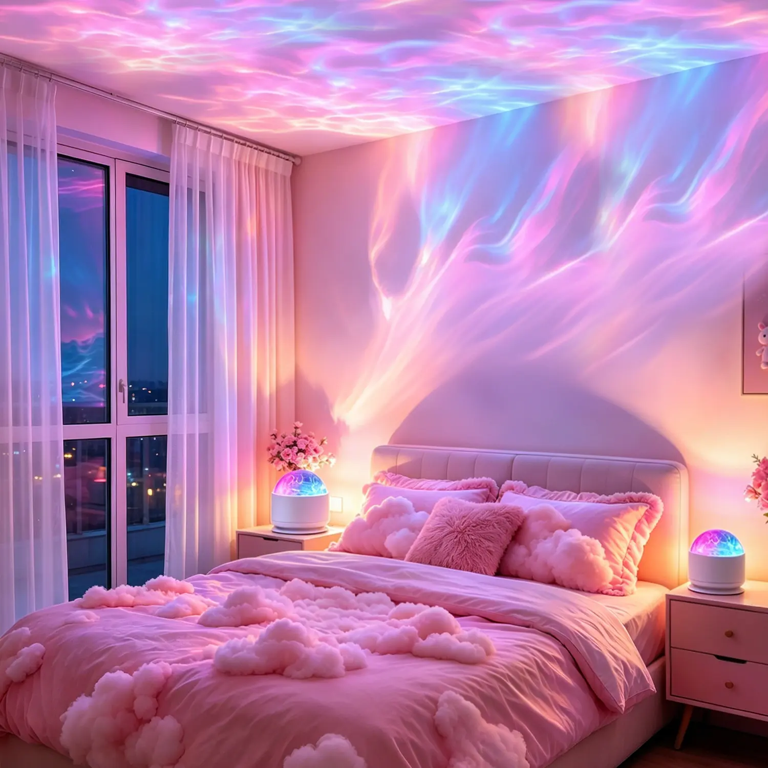 2 Scene-16 Color Star Projector Light with Music Rhythm, Ocean Wave & 3D Water Ripple Effects, Romantic Night Light for Bedroom, Party, Best Gift for Kids & Lovers tiktokshopsummersale