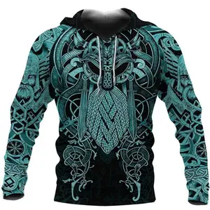 Casual Fashion Hoodie Viking Warrior 3D Digital Printed Men's Clothing