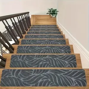 15 Pack Non Slip Stair Treads Indoor Wooden Steps Self Adhesive Stair Mats Washable Carpet Stair Covers Anti Slip Safety for Home Stairs