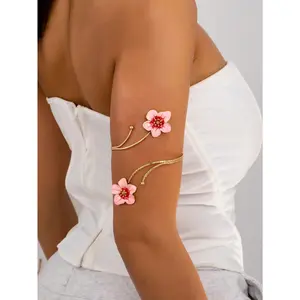 Punk Style Exaggerated Alloy Metal Multicolor Enamel Flower Bracelet