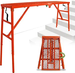 770LBS Foldable Scaffolding Platform, 69x15x53 Inch Alloy Steel Adjustable Height Portable Work Ladder, Ideal for Standard Staircase Painting Wiring Car Wash Home Decor & Industrial Maintenance