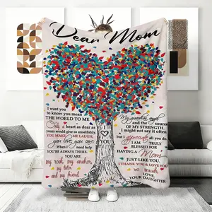 'My Anchor & Angel’ Flannel Blanket for Mom, Grateful Daughter Gift with Heartfelt Message Print, Super Soft Fleece Throw, Blessing Gift for Mother’s Day Birthday from Her Daughter,  bedding ,plush blankets,mellow blanket