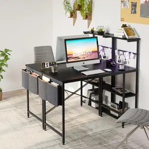 44-inch RGB Gaming Desk LED Lights, Storage Shelves & Adjustable Height