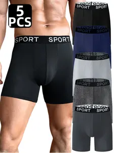 5 Packs Men's Underwear, Comfortable Soft Breathable Boxer Briefs, Sport, Ideal for Daily Wear, Lightweight & Moisture-Wicking Design