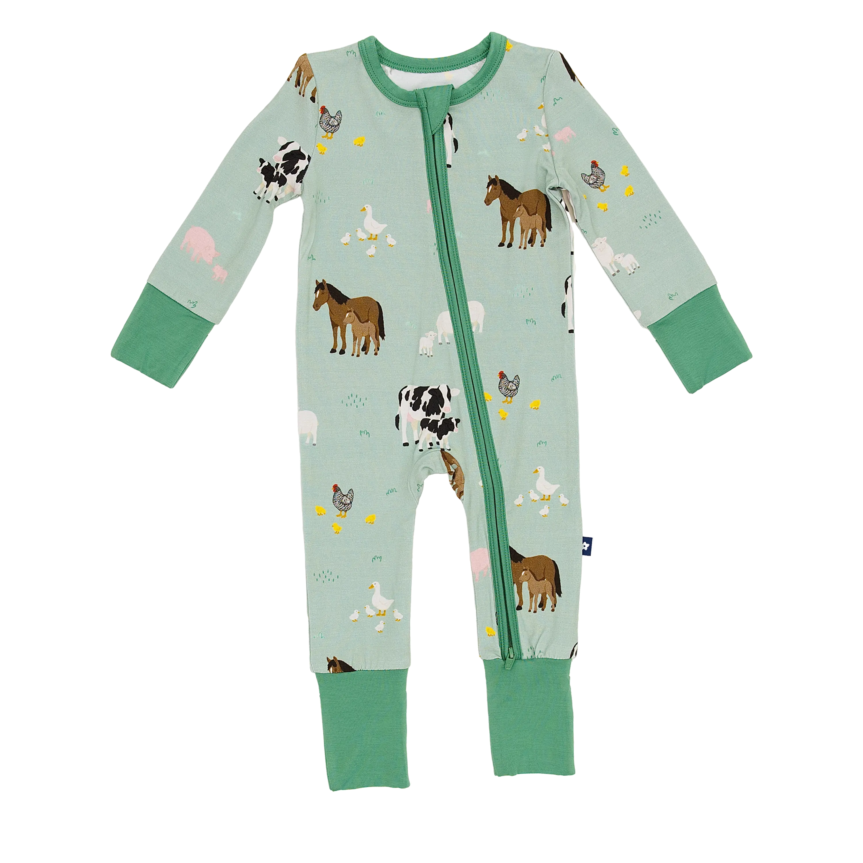 Convertible Footed Romper in Farm Animals