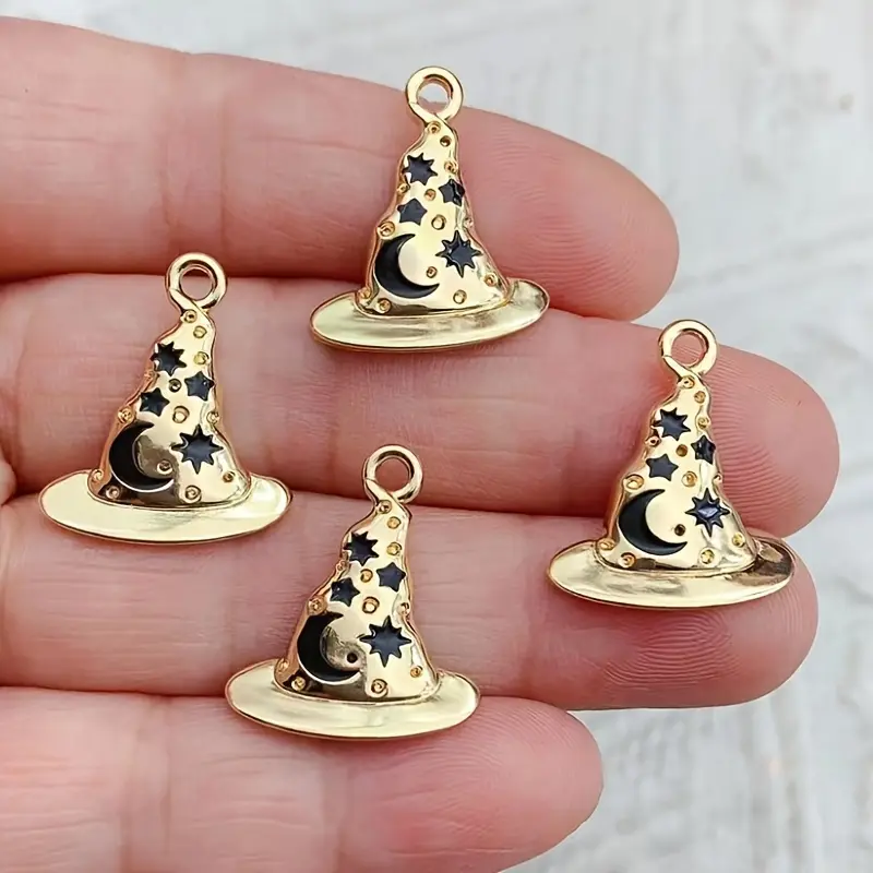 10/20pcs Enchanting Witch Hat Pendants - Alloy Enamel Charms for DIY Jewelry Making, Unique Accessories for Necklace, Bracelet, Earring,  Keychain, Fashionable Craft Supplies for Creative Designers, Trinkets